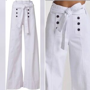 White Wide-Leg High-Waisted Pants
